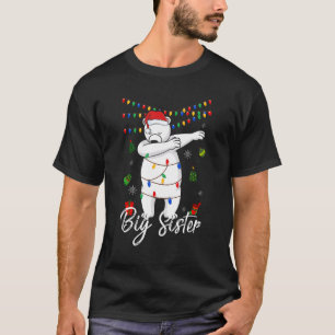 Große Schwester Bär Dabbing Lichter Santa Weihnach T-Shirt
