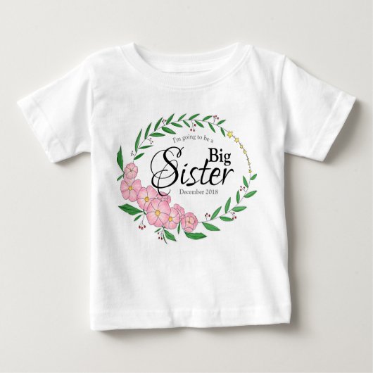 Große Schwester Blume Kranz Baby T-shirt (Vorderseite)