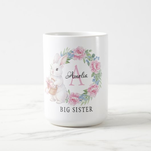 Große Schwester Bunny Tasse Personalisiert Rosa Ro (Mittel)