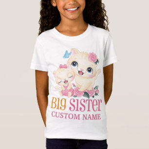 Große Schwester Buntes Monogramm und süße Katzen T-Shirt