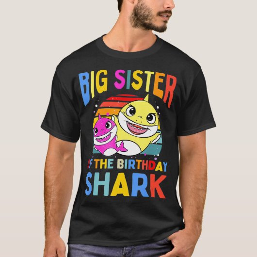 Große Schwester des Birthday Shark Sis Matching Fa T-Shirt (Vorderseite)