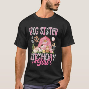 Große Schwester des Geburtstagskind Pink Farm Cow T-Shirt