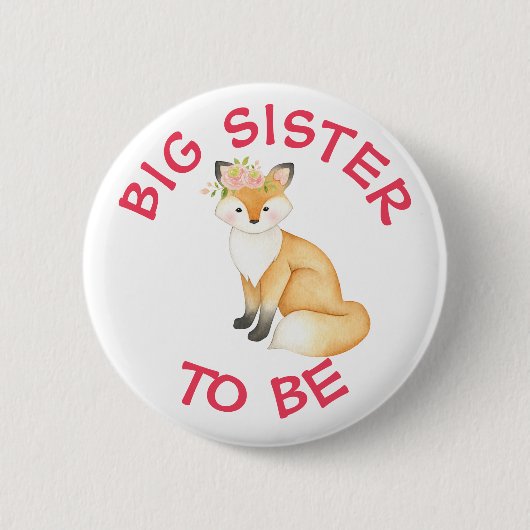 Große Schwester, die Woodland Animals Baby Shower Button (Vorderseite)