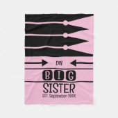 Große Schwester etablierte Datums-Initialen pink Fleecedecke (Vorderseite)