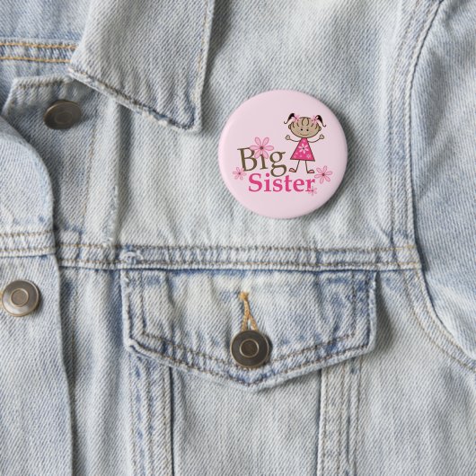 Große Schwester-ethnisches Strichmännchen-Mädchen Button (Beispiel)