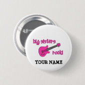 Große Schwester-Felsen! mit rosa Gitarre Button (Vorne & Hinten)