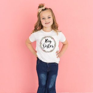 Große Schwester Floraler Kranz Mädchen T-Shirt