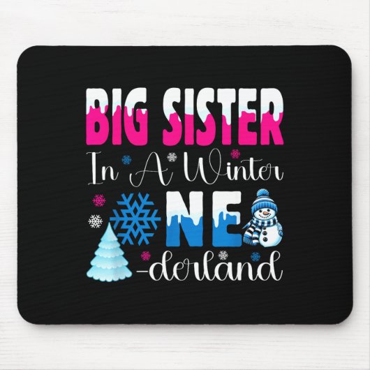 Große Schwester in einem Winter-Onederland-Geburts Mousepad (Vorne)