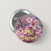 Große Schwester! Knöpfe Rosa Blüten Bäume Blume Button (Vorne & Hinten)