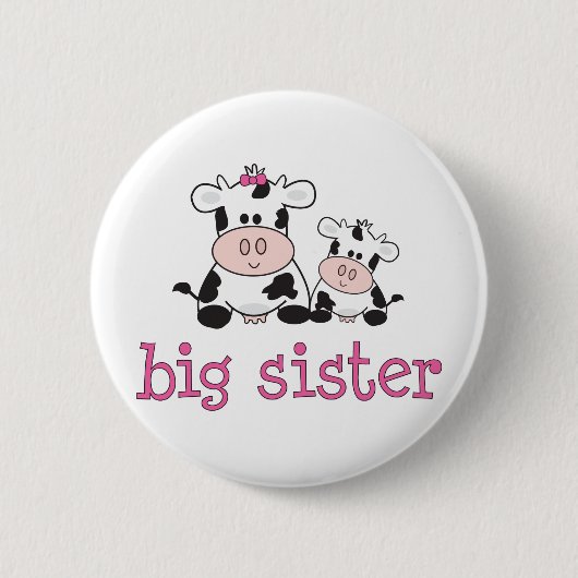 Große Schwester-Kuh-T - Shirt Button (Vorderseite)
