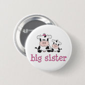 Große Schwester-Kuh-T - Shirt Button (Vorne & Hinten)