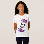 Große Schwester. Lila Blumen. Violett-Blumenmädche T-Shirt (Vorne ganz)