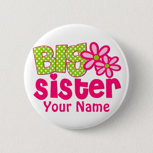 Große Schwester-Limoner grüner rosa Button (Vorderseite)