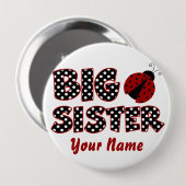 Große Schwester-Marienkäfer-roter personalisierter Button (Vorne & Hinten)