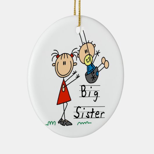 Große Schwester mit kleinen Brüdergeschenken Keramik Ornament (Rechts)