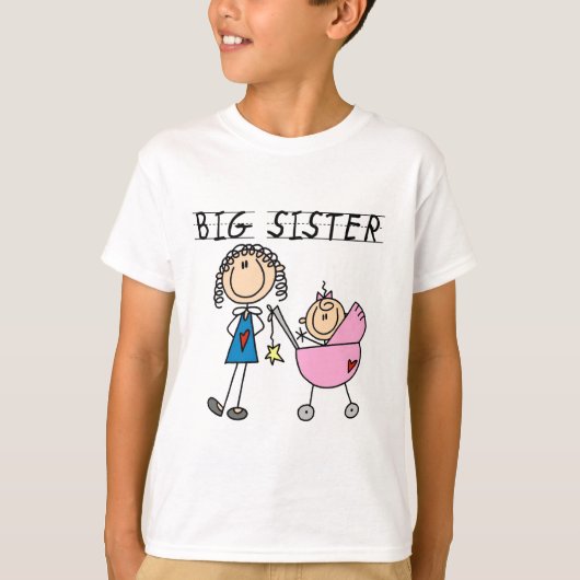 Große Schwester mit kleinen, finsteren T - Shirt u (Vorderseite)