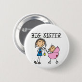 Große Schwester mit kleinen, finsteren T - Shirt u Button (Vorne & Hinten)