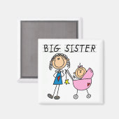 Große Schwester mit kleinen, finsteren T - Shirt u Magnet (Vorderseite/Rückseite)