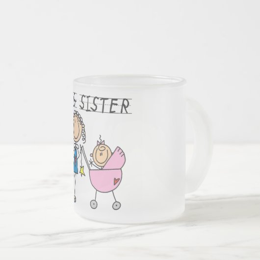 Große Schwester mit kleinen, finsteren T - Shirt u Mattglastasse (VorderseiteRechts)