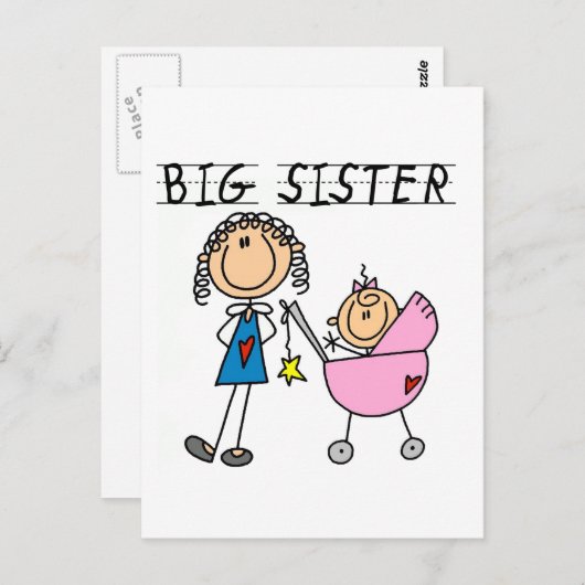 Große Schwester mit kleinen, finsteren T - Shirt u Postkarte (Vorne/Hinten)