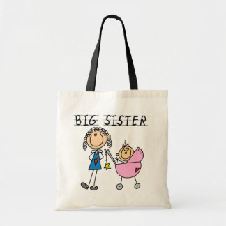 Große Schwester mit kleinen, finsteren T - Shirt u Tragetasche