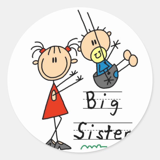 Große Schwester mit kleiner Bruder-T-Shirts und Runder Aufkleber