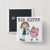 Große Schwester mit Little Sis T-Shirts Button (Vorne & Hinten)