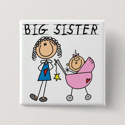 Große Schwester mit Little Sis T-Shirts Button (Vorderseite)