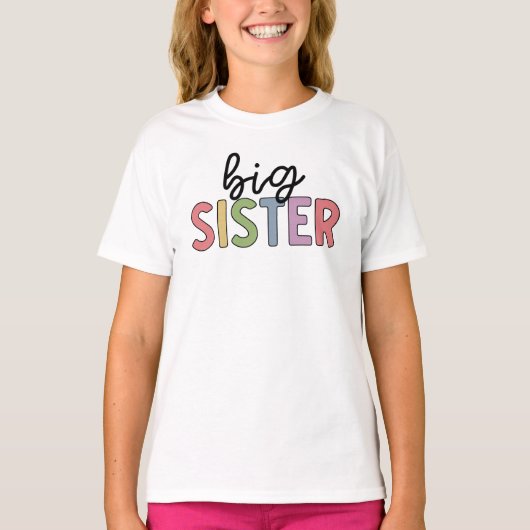 Große Schwester Niedlich zu Schwester befördert T-Shirt (Vorderseite)