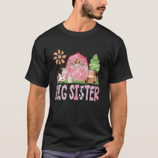 Große Schwester Pink Farm Kuh Kinder Geburtstag Ma T-Shirt