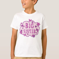 Große Schwester-Rosa-Blumen-Schmetterlings-Shirt