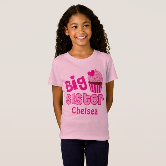 Große Schwester-Rosa-Kuchen-Süßigkeitens-Kuchen T-Shirt (Vorne ganz)
