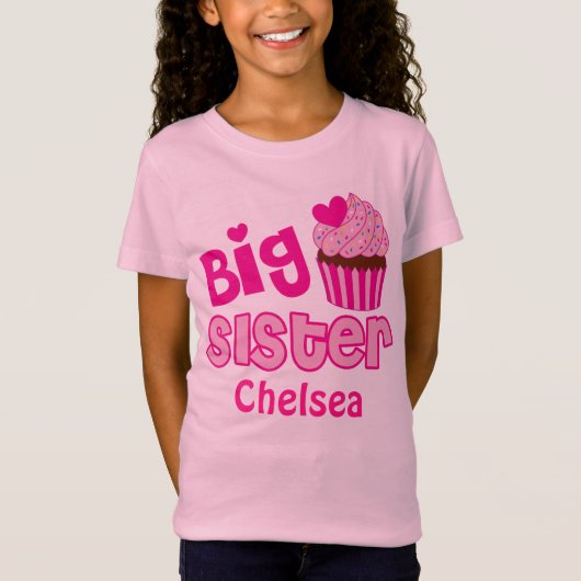 Große Schwester-Rosa-Kuchen-Süßigkeitens-Kuchen T-Shirt (Vorderseite)