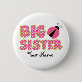 Große Schwester-Rosa-Marienkäfer-Knopf Button (Vorderseite)