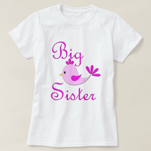 Große Schwester-Rosa-Vogel T-Shirt (Design vorne)