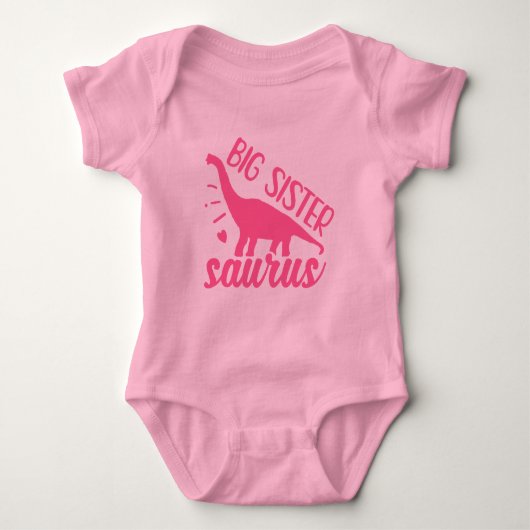 Große Schwester Saurus in Rosa Baby Strampler (Vorderseite)