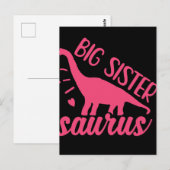 Große Schwester Saurus in Rosa Postkarte (Vorne/Hinten)