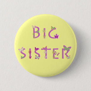 Große Schwester, Schmetterlinge u. Blumen Button