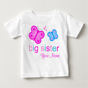 Große Schwester-Schmetterlings-personalisierter T Baby T-shirt