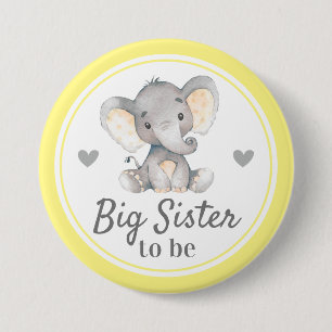 Große Schwester, Sis Yellow Elephant Babydusche Button