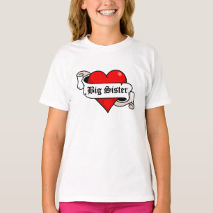 Große Schwester-Tätowierungs-Herz T-Shirt
