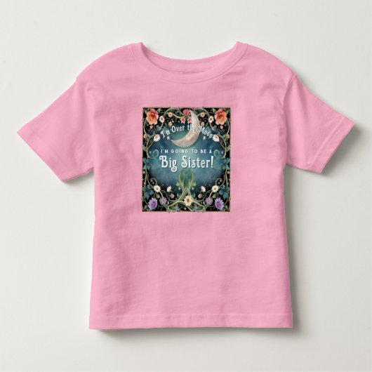 Große Schwester über dem Mond Rosa Blumenspülung Kleinkind T-shirt (Vorderseite)