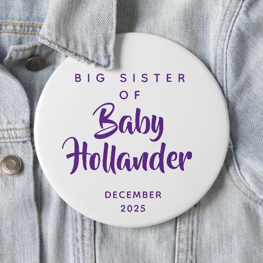 Große Schwester von Baby Individuelle Schwangersch Button (Beispiel)