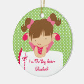 Große Schwester-Weihnachtsverzierungs-süßes Keramikornament (Links)