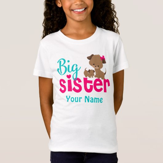 Große Schwester-Welpen-Hundepersonalisiertes Shirt (Vorderseite)