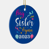 Große Schwester wieder 2023 Schwangerschaftsankünd Keramik Ornament (Rechts)