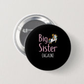 Große Schwester wieder Einhorn Mädchen Kinder Groß Button (Vorne & Hinten)