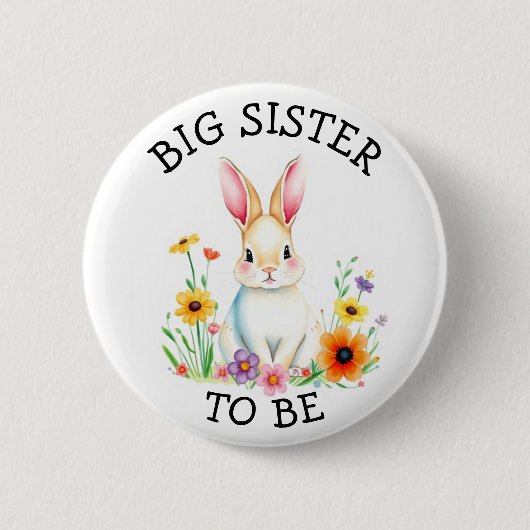 Große Schwester | Woodland Creatures Babydusche Button (Vorderseite)