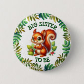Große Schwester | Woodland Themed Baby Dusche Button (Vorderseite)