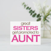 Große Schwestern werden zur Tante geworben Postkarte (Stehend Vorderseite)